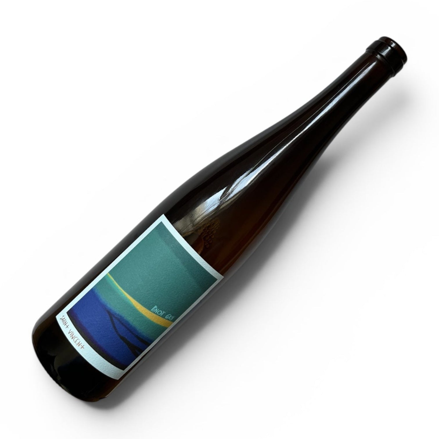 Wine bottle with a label on a white background